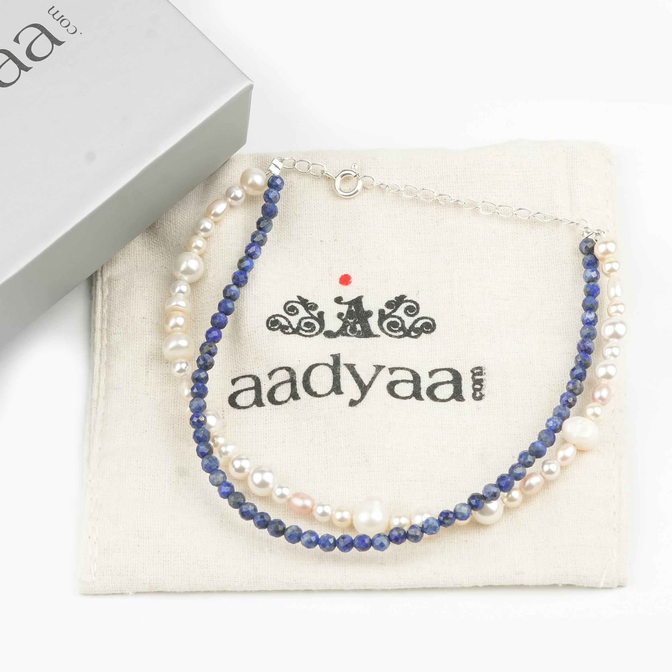 Freshwater Pearl & Lapis Lazuli Anklet (Project Handmade)