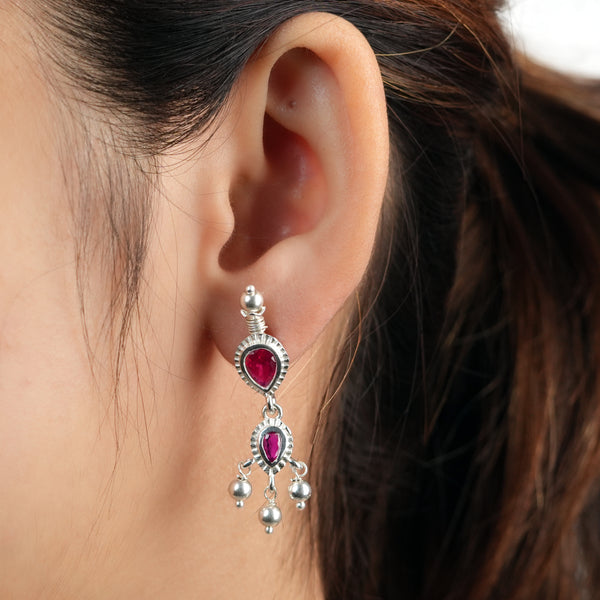 Silver Pink CZ Tanmani Set with Sarmanee