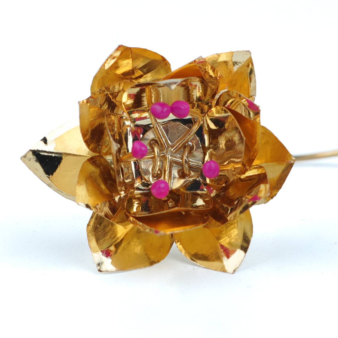 Close-up of Kamal Lotus Flower – Small showcasing delicate lotus petals, fine 92.5 Silver craftsmanship, and rich 22K Gold-Plated finish