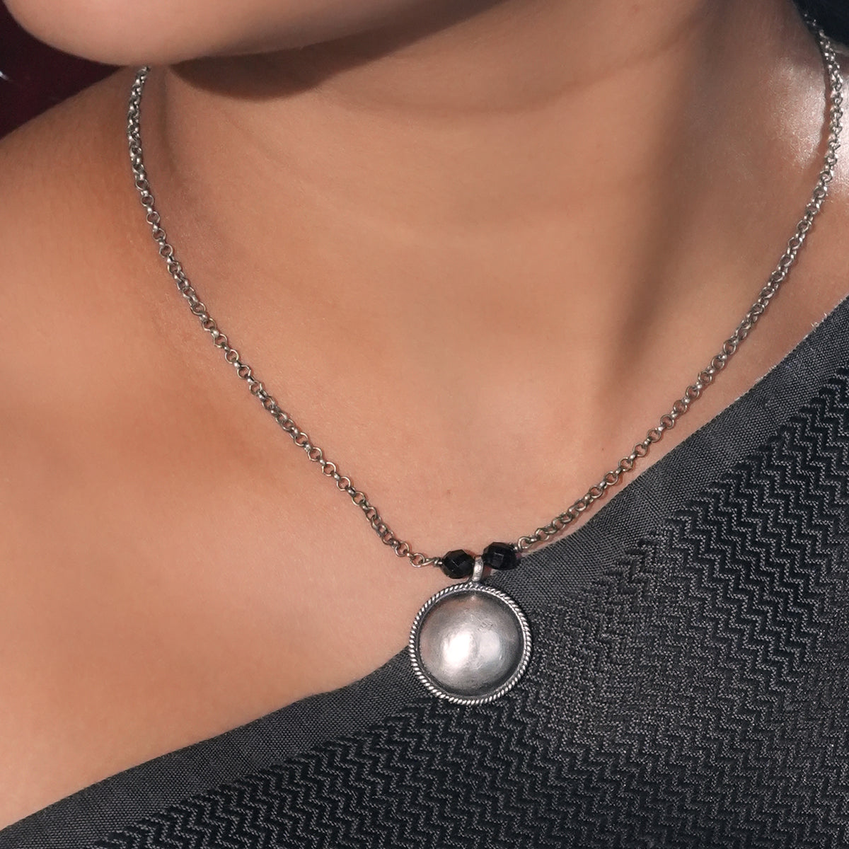 Oxidised Silver Vatee Mangalsutra