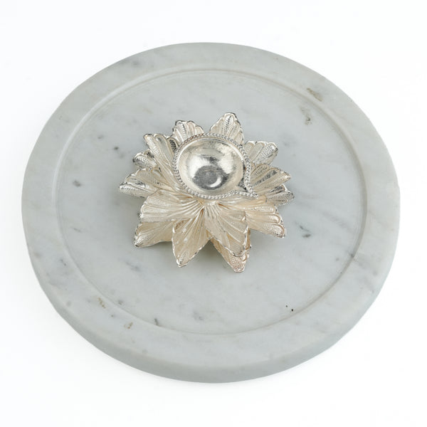 Silver Layered Floral Diya