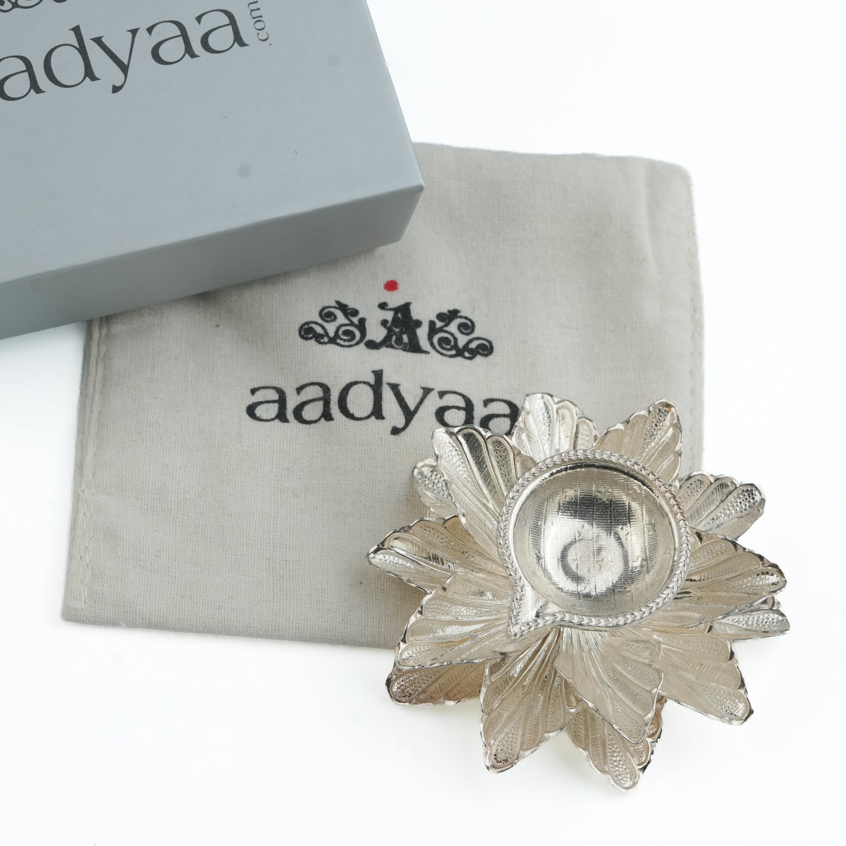 Silver Layered Floral Diya