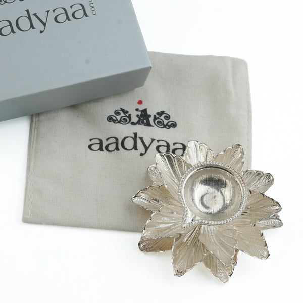 Silver Layered Floral Diya