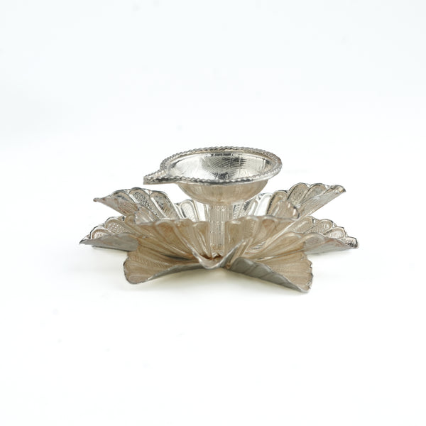 Silver Layered Floral Diya