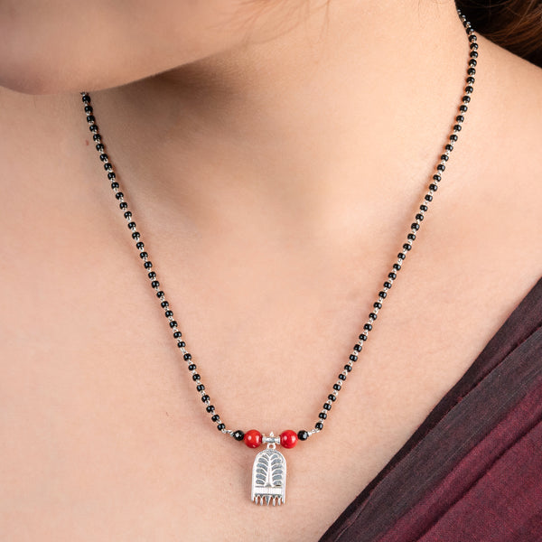Silver Small Taali Mangalsutra with Corals