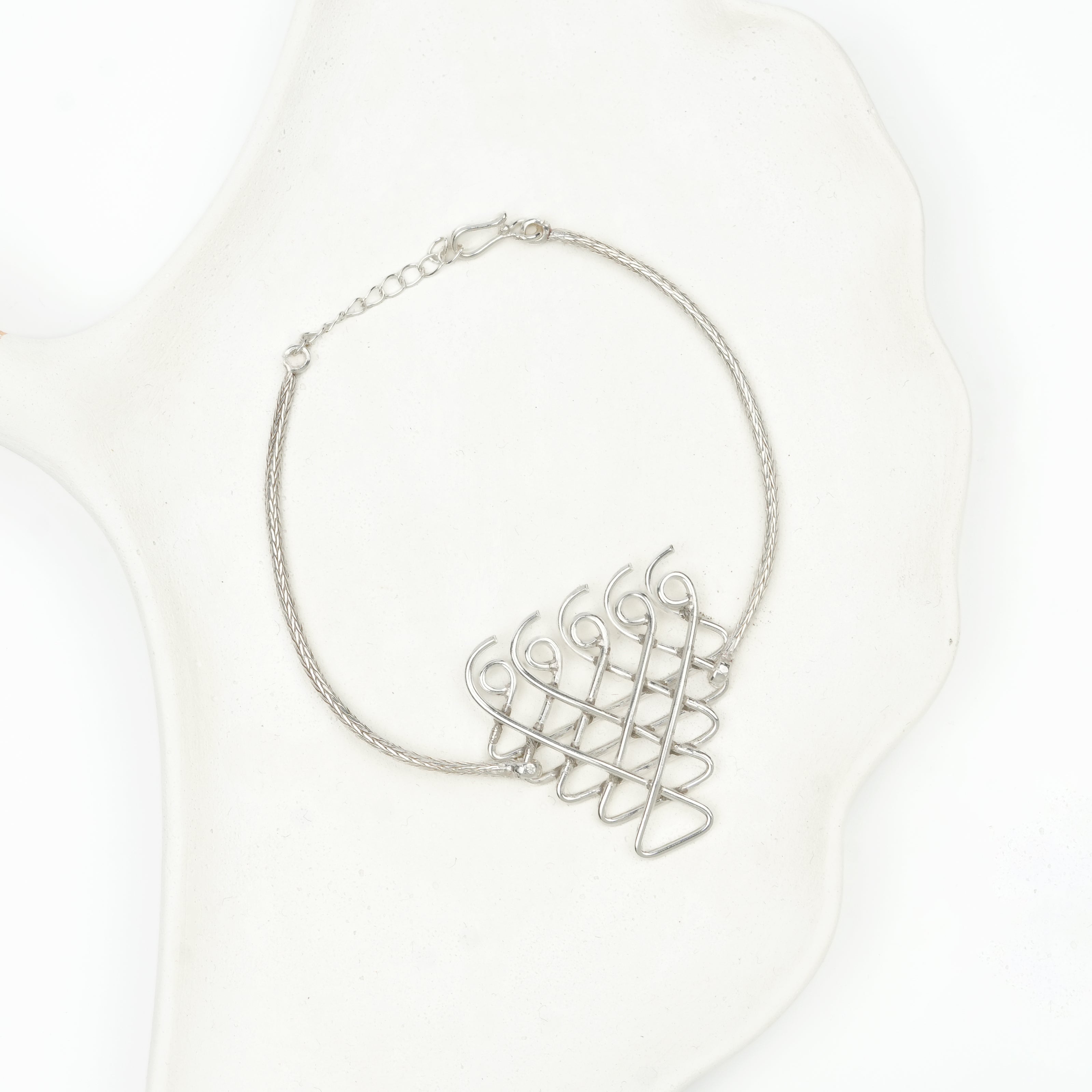 Silver Saraswati Bracelet with Goff