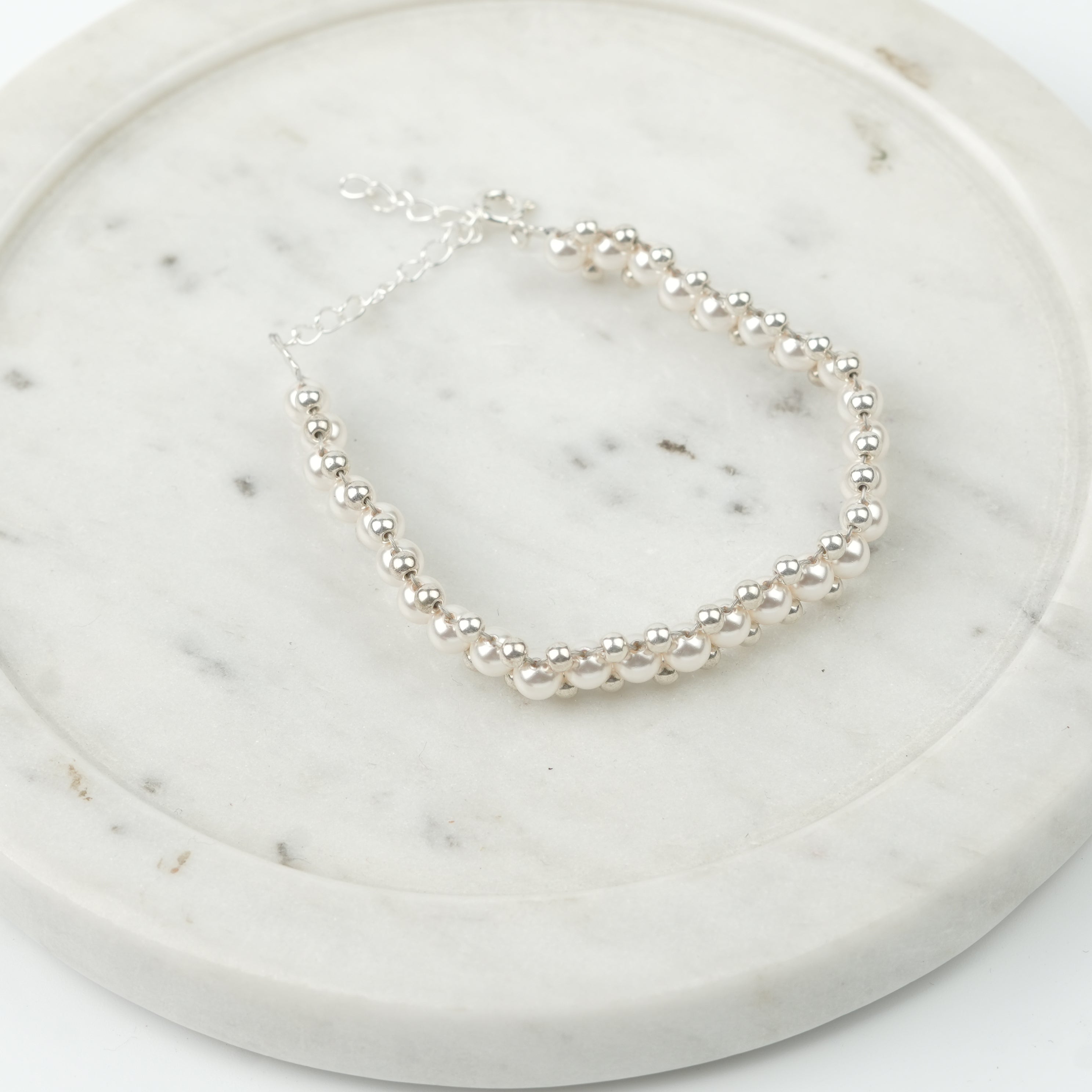 Pearl and Silver Bead Wrapped Bracelet (Project Handmade)