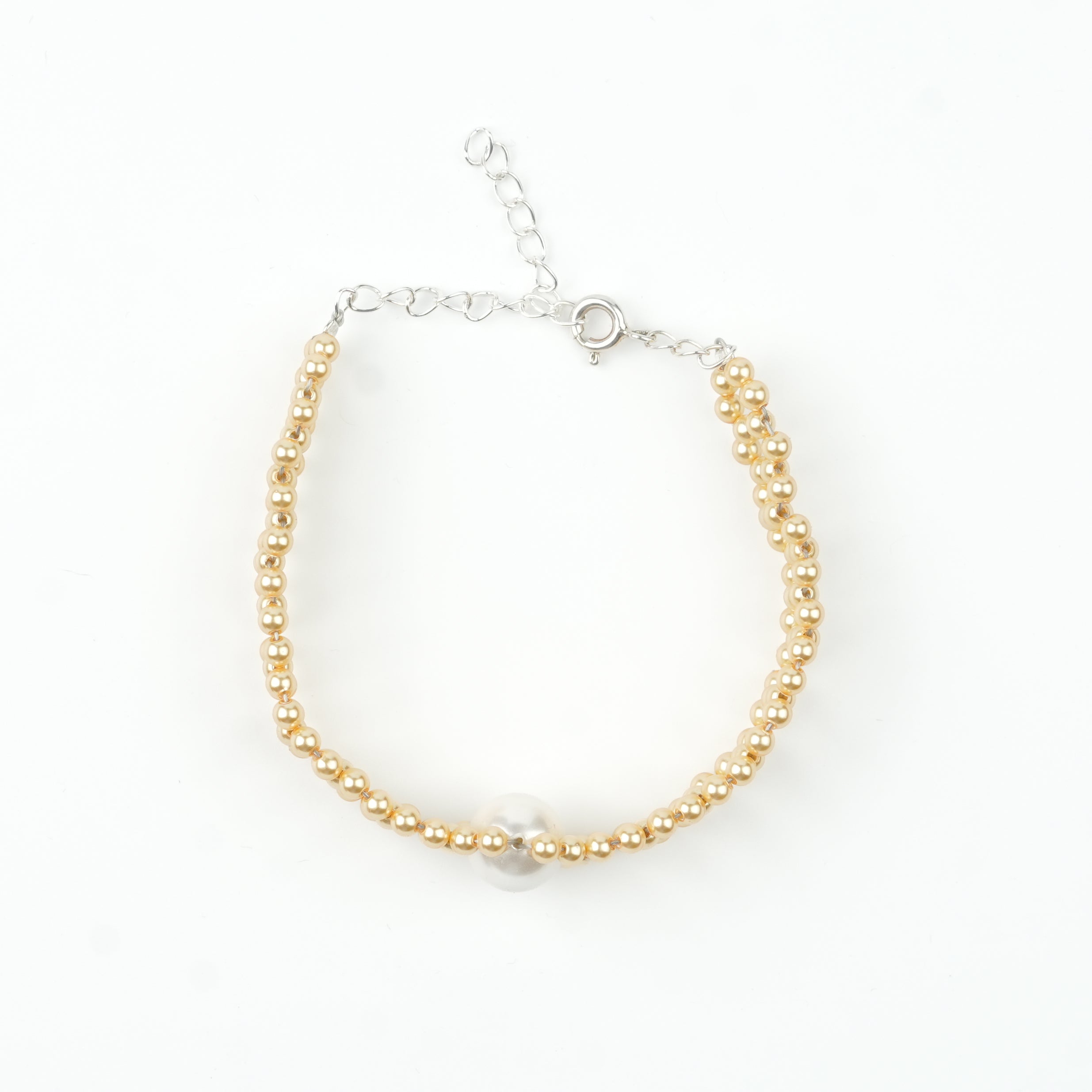 Golden and White Pearl Wrapped Bracelet (Project Handmade)