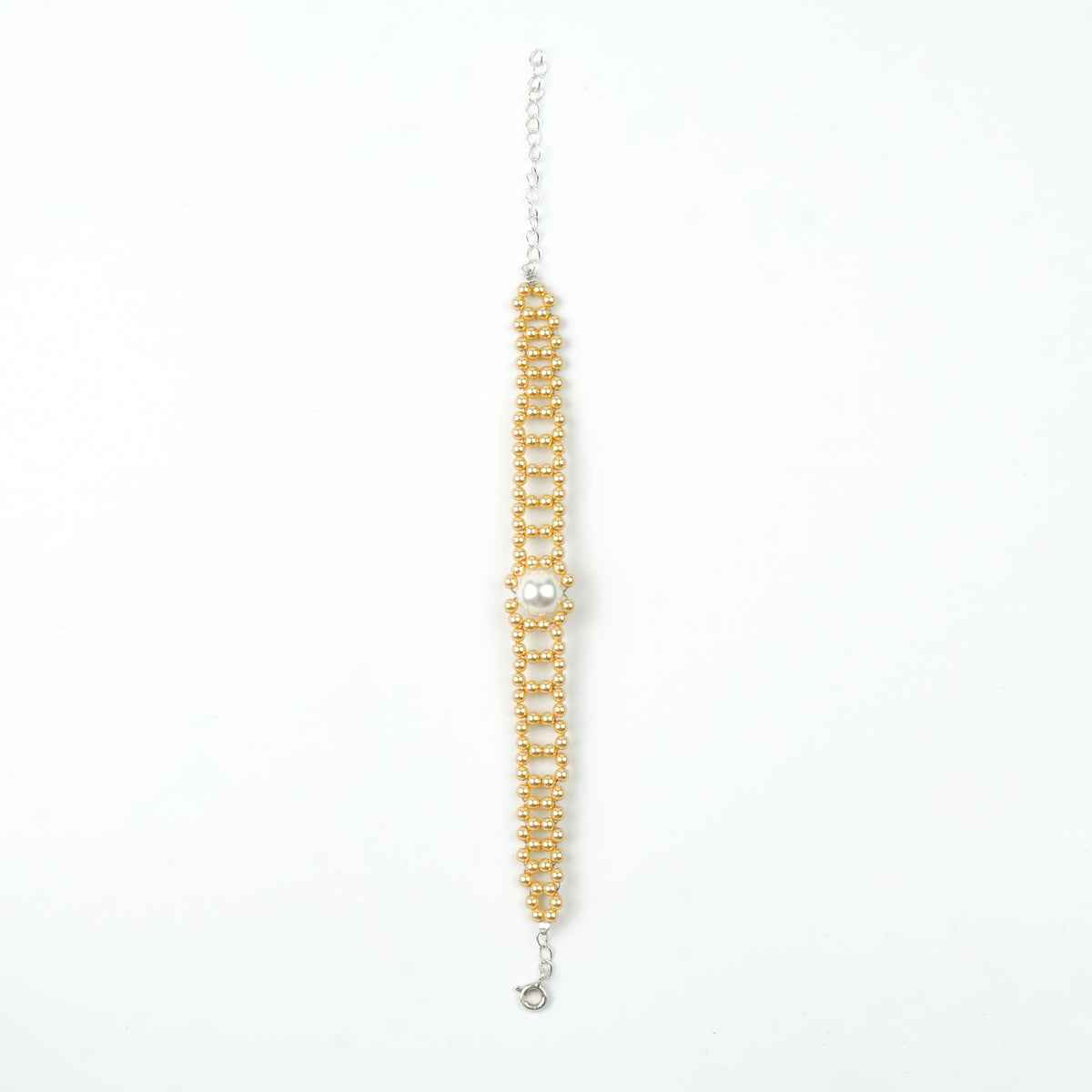 Golden and White Pearl Wrapped Bracelet (Project Handmade)