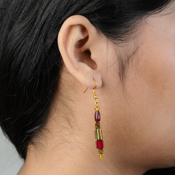 Copper Bead and Glass Bead Earrings