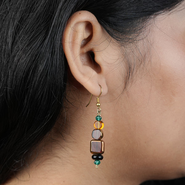 Copper Bead and Glass Bead Earrings
