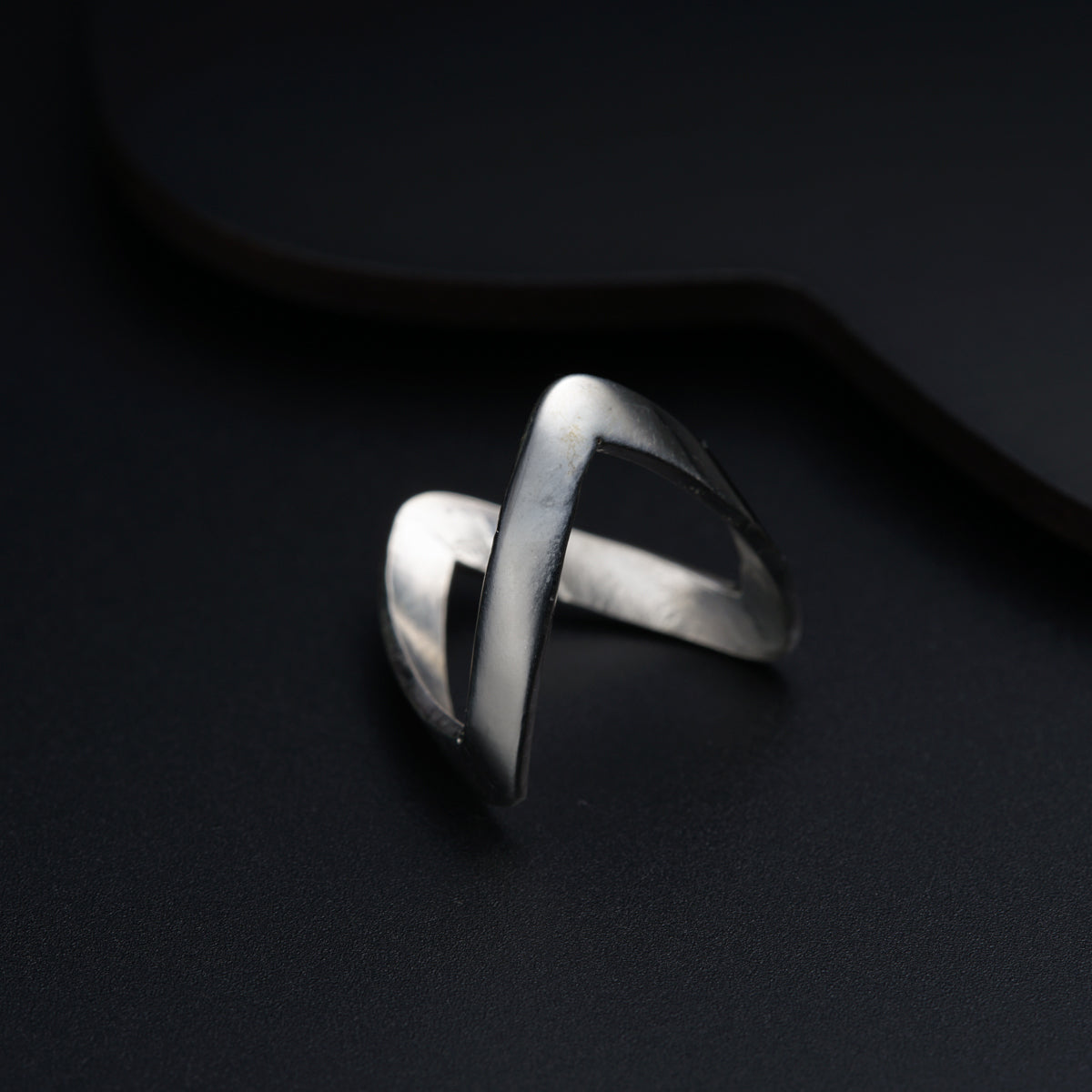 House of Aadyaa Classic Silver Ring : V