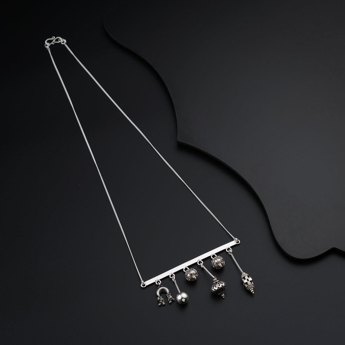 Celestial Orbs Silver Line Necklace