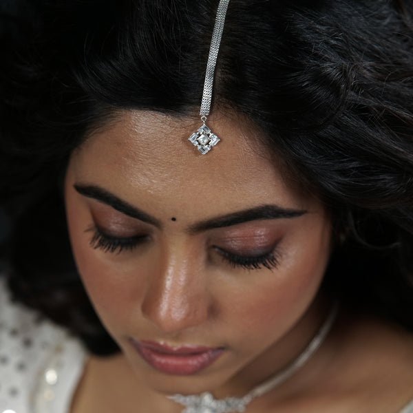 Polki Silver Maang Tika with Moissanite for wedding