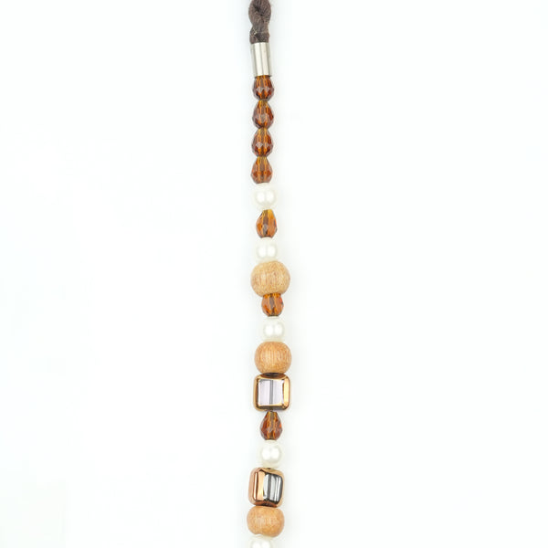 Glass Bead and Wooden Bead Necklace