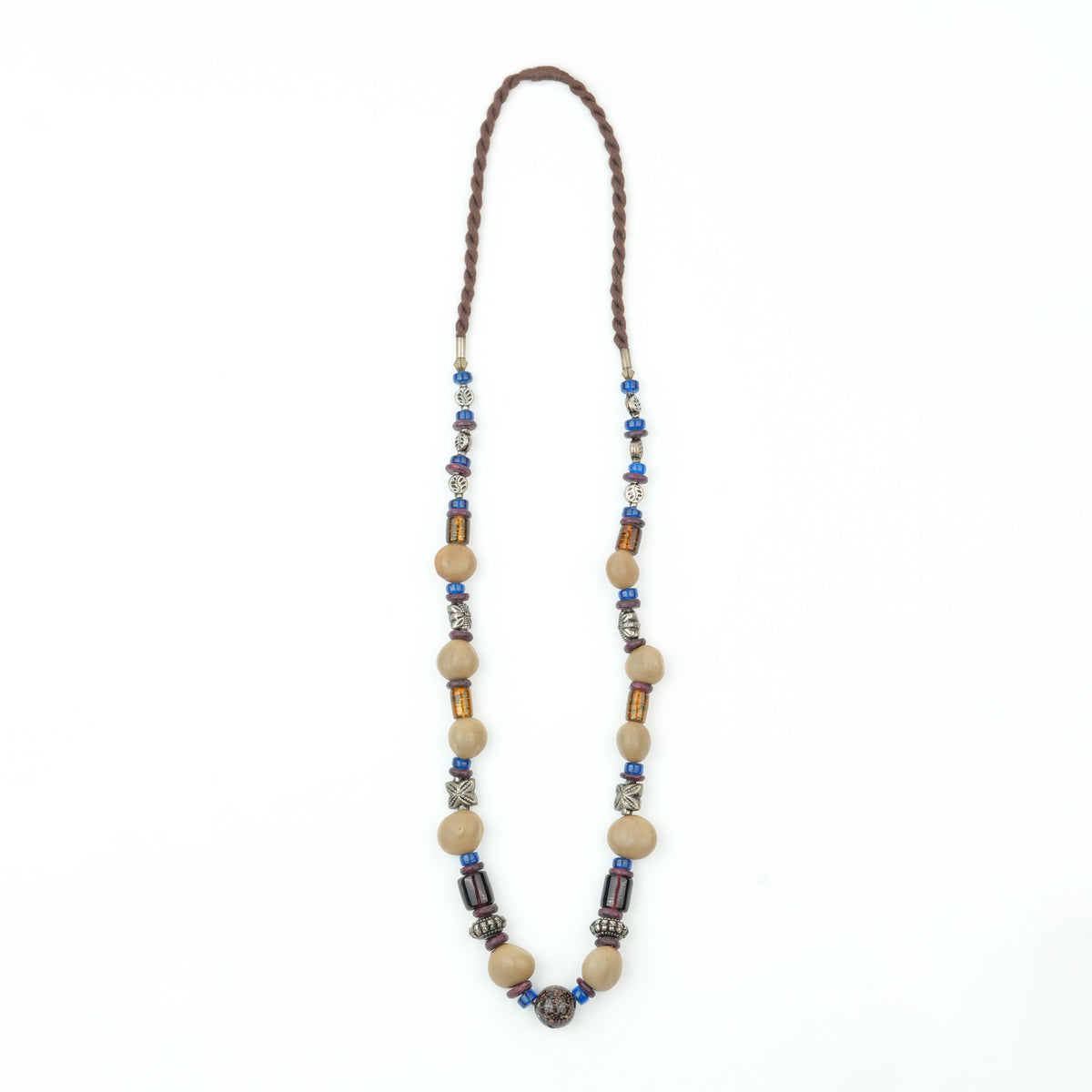 Glass Bead and Multicolour Bead Necklace