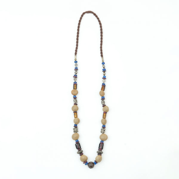 Glass Bead and Multicolour Bead Necklace