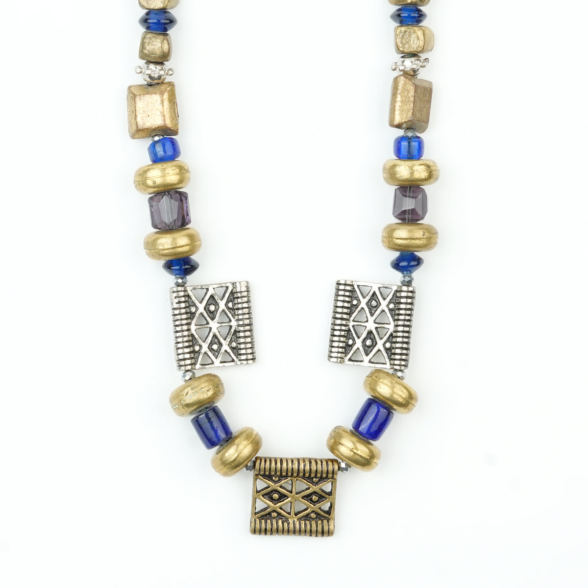 Copper and German Silver Bead Necklace