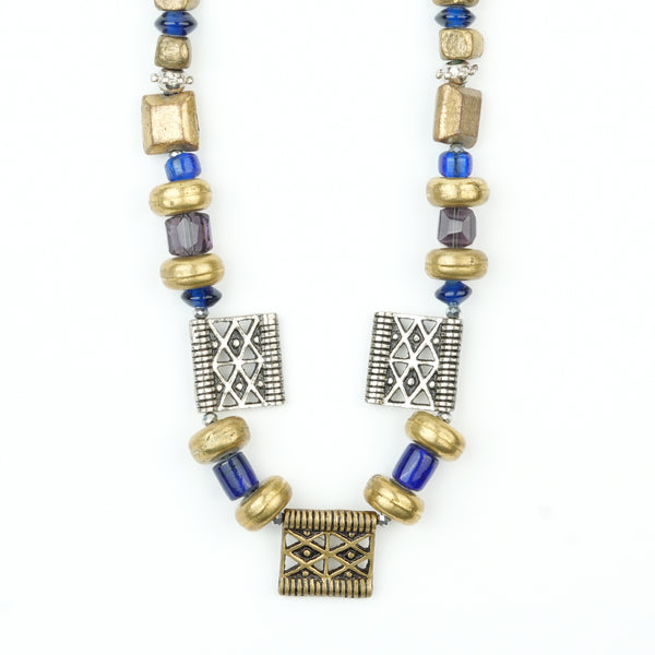 Copper and German Silver Bead Necklace