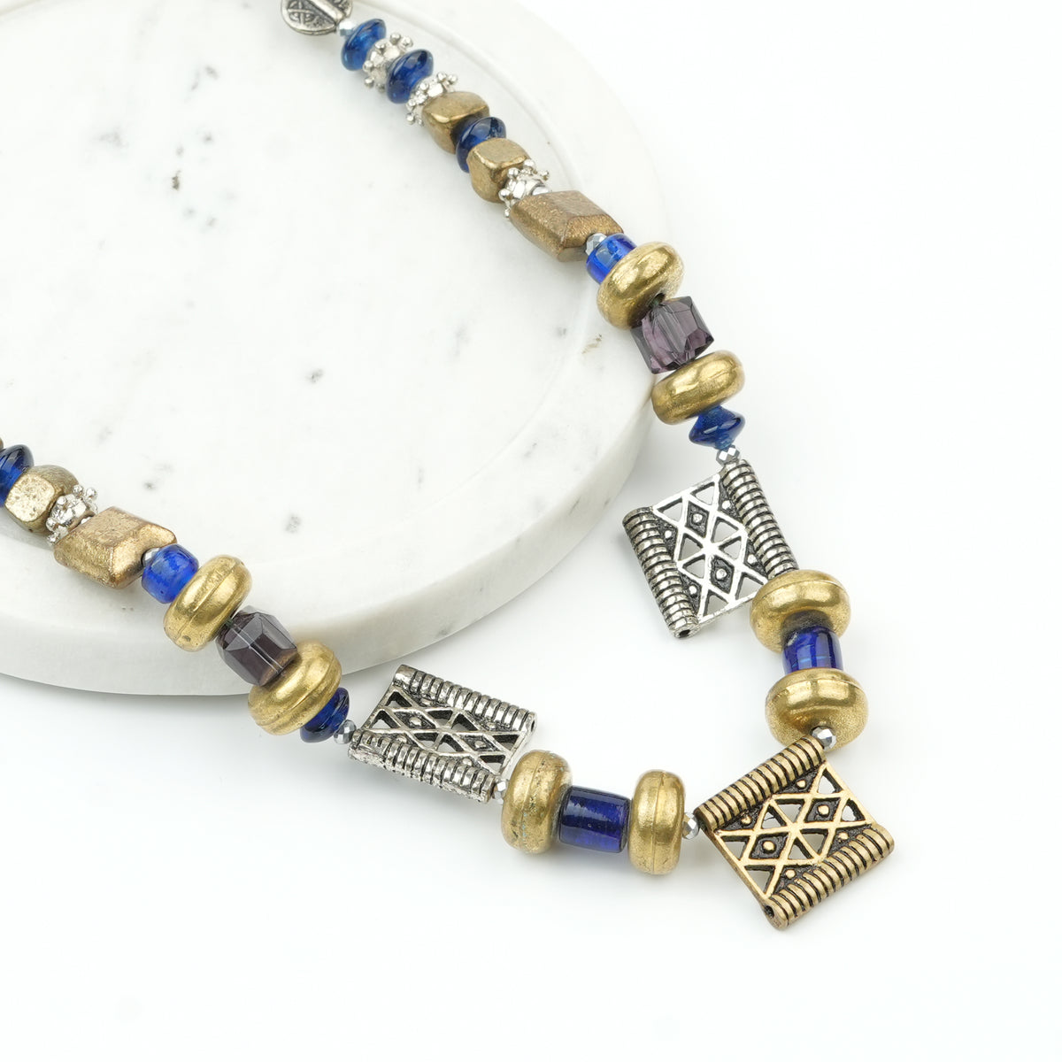 Copper and German Silver Bead Necklace