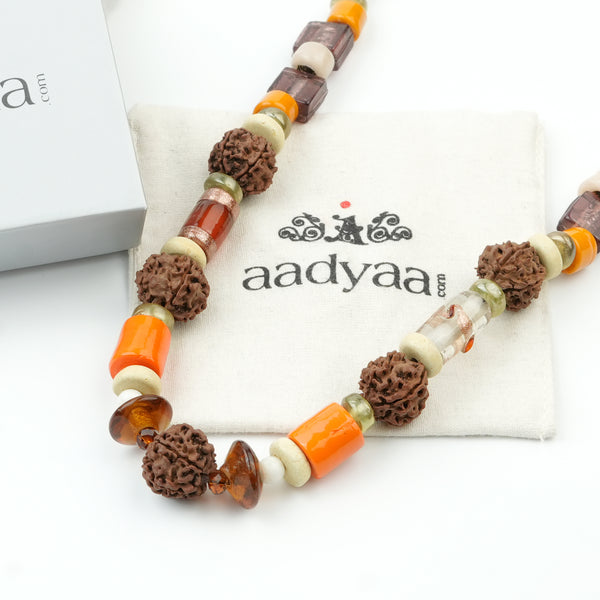 Rudraksha and Multicolour Bead Necklace