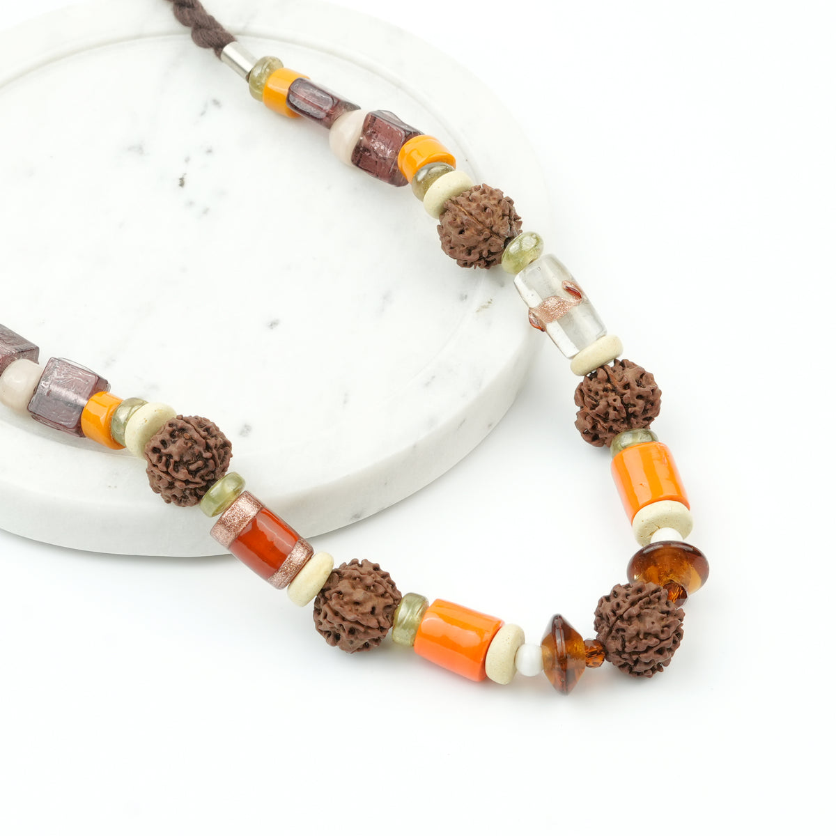 Rudraksha and Multicolour Bead Necklace