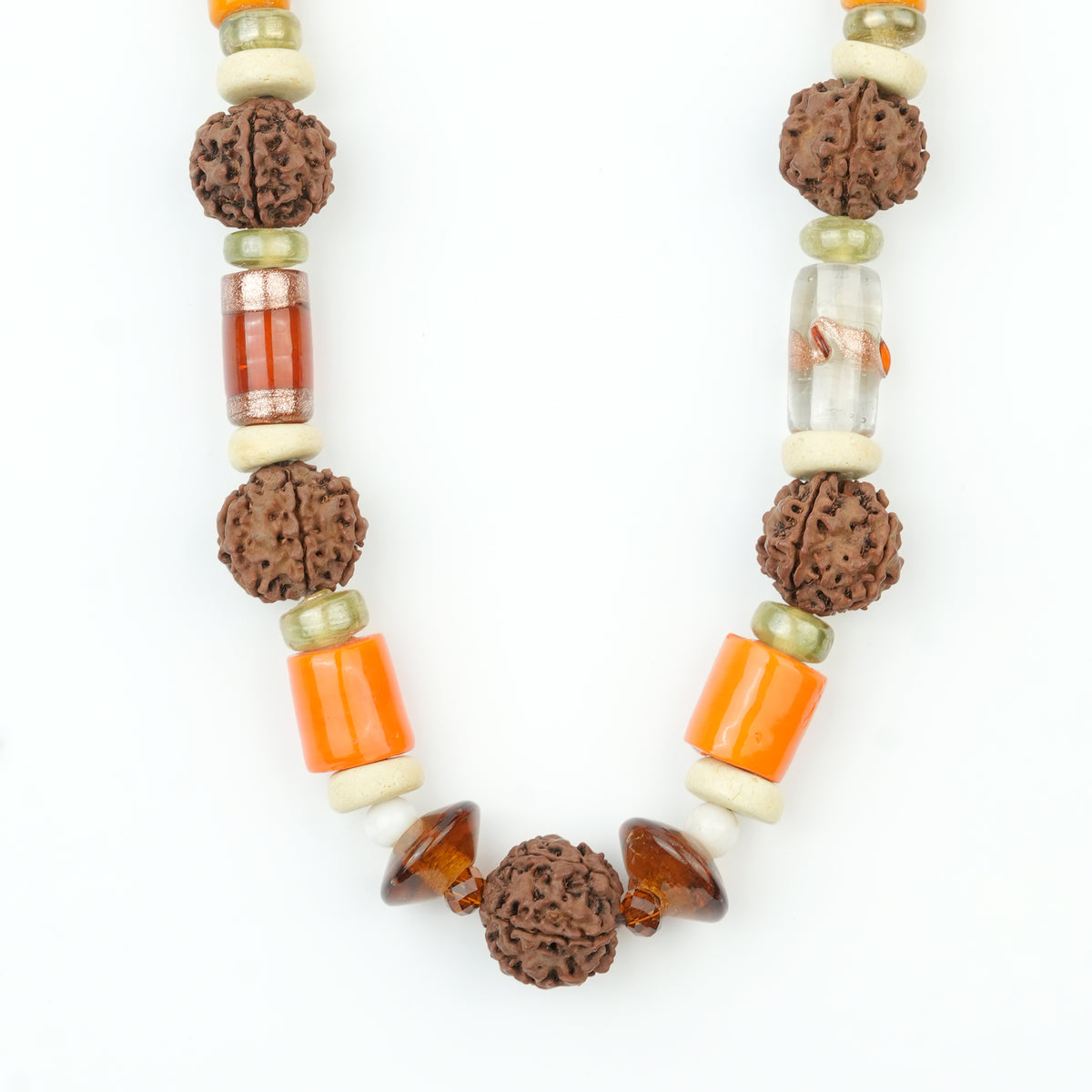 Rudraksha and Multicolour Bead Necklace