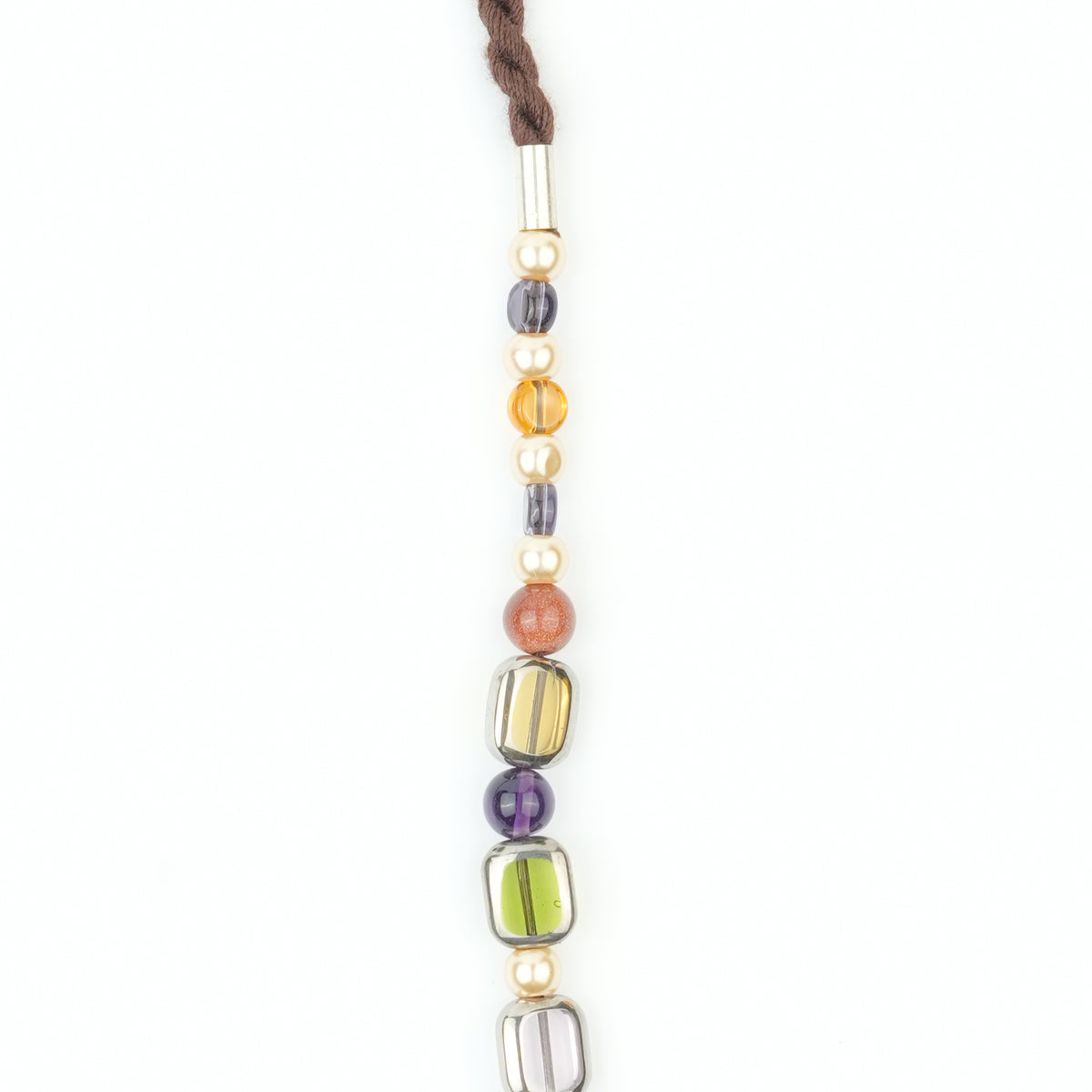 Golden Pearl, Amethyst, Handmade Ceramic Bead, Glass bead and Korean Glass Bead Necklace