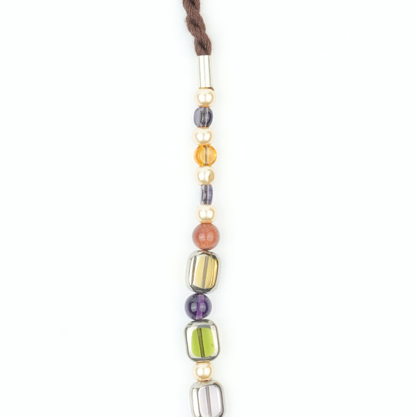 Golden Pearl, Amethyst, Handmade Ceramic Bead, Glass bead and Korean Glass Bead Necklace