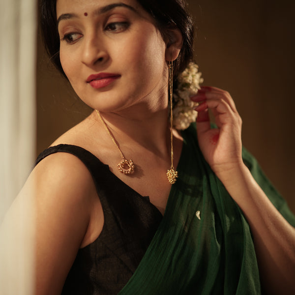 Gold-Plated Ghungroo Dejhoor Sterling Silver Earrings with Kashmiri design