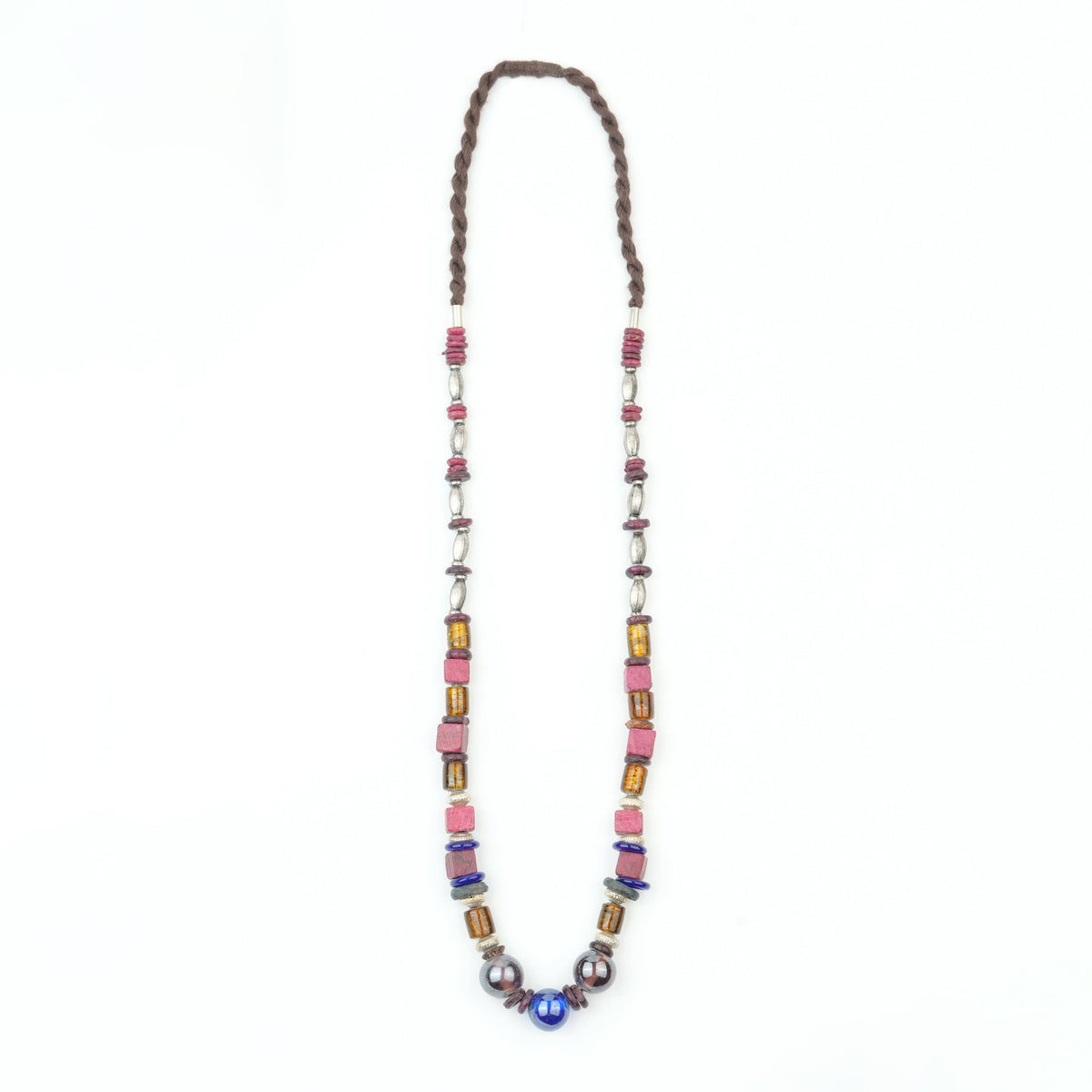 Glass Bead and Multicolored Bead Necklace