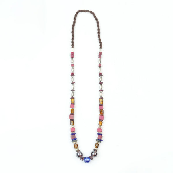 Glass Bead and Multicolored Bead Necklace
