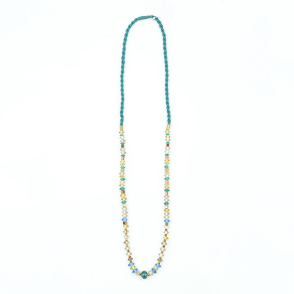 Glass Bead and Copper Square Bead Necklace