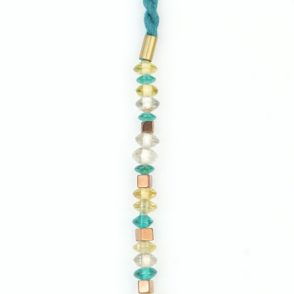 Glass Bead and Copper Square Bead Necklace