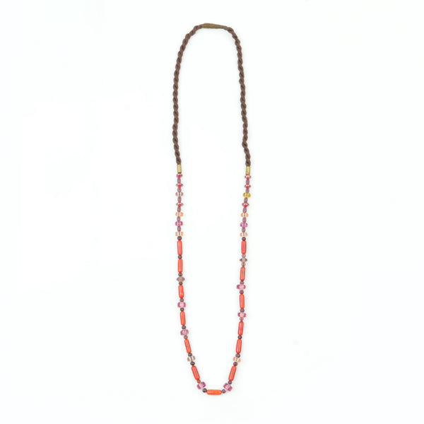 Glass Bead and Coral Bead Necklace