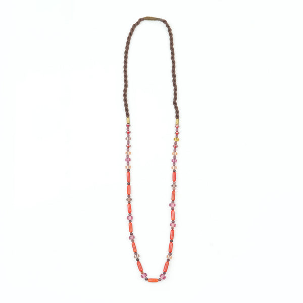 Glass Bead and Coral Bead Necklace