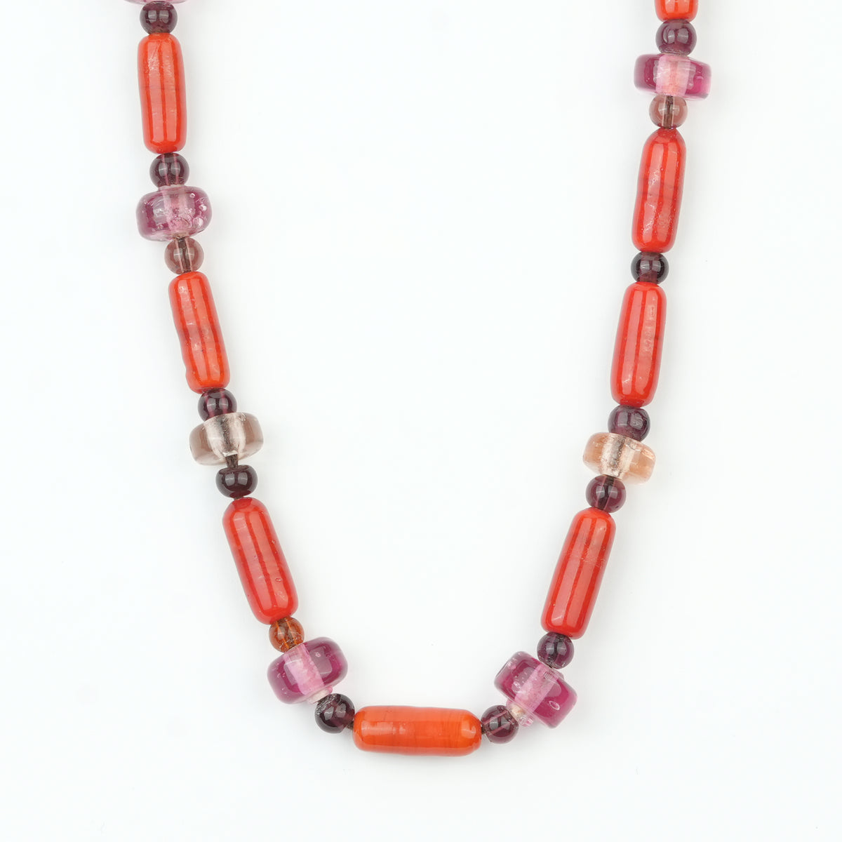 Glass Bead and Coral Bead Necklace