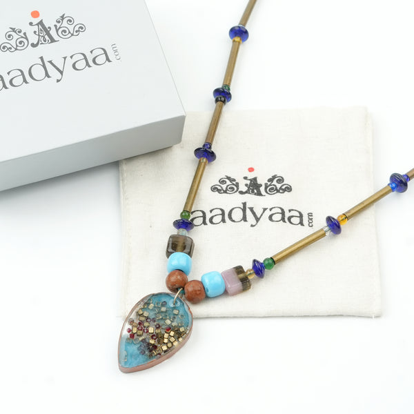 Copper Pipe and Glass Bead Necklace