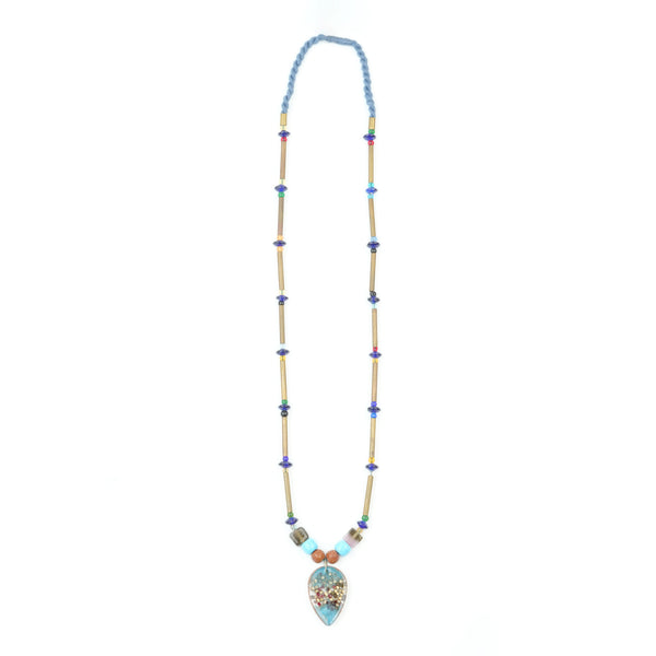 Copper Pipe and Glass Bead Necklace