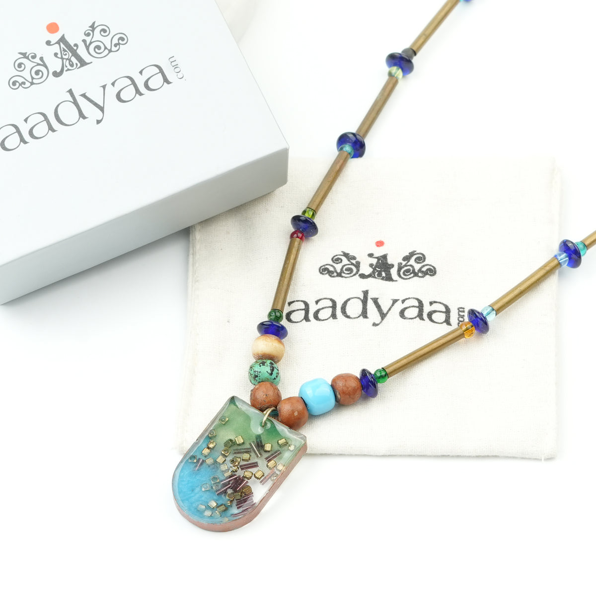 Copper Pipe and Glass Bead Necklace
