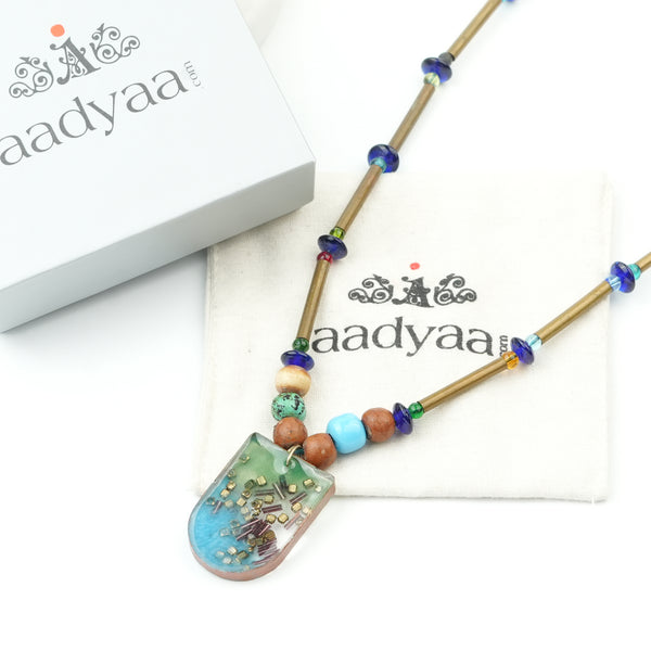 Copper Pipe and Glass Bead Necklace