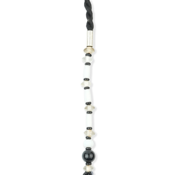 Glass Bead and Black Bead Necklace