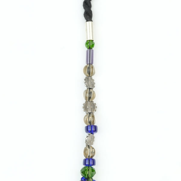German Silver Pipes and Glass Bead Layered Necklace