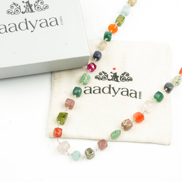 Multicolour Stone Ganthan Necklace – 26 Inches