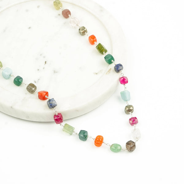 Multicolour Stone Ganthan Necklace – 28 Inches