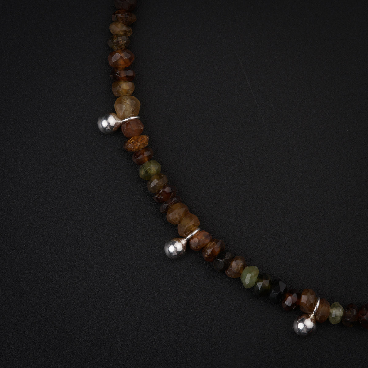 Multicolor Semi Precious Stones Anklet with Silver Beads