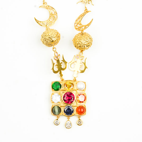 22k Gold plated Silver Durga Necklace (Made to Order)