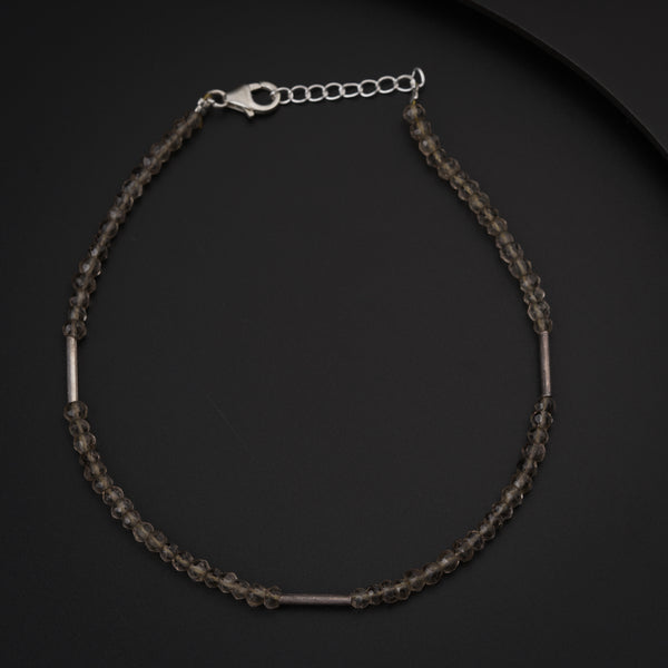 Smokey Quartz Silver Anklet