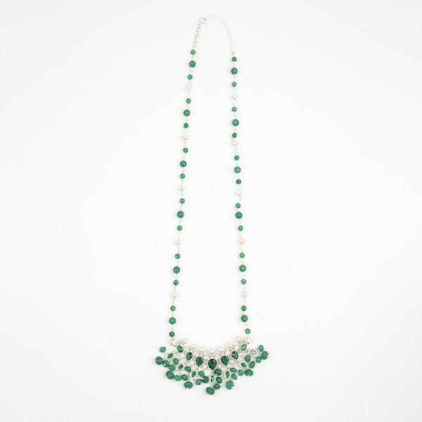Silver CZ Tanmani Set with Green Onyx