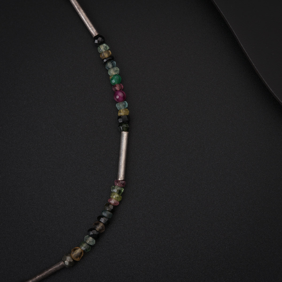 Multicolor Semi Precious Stones Silver Anklet